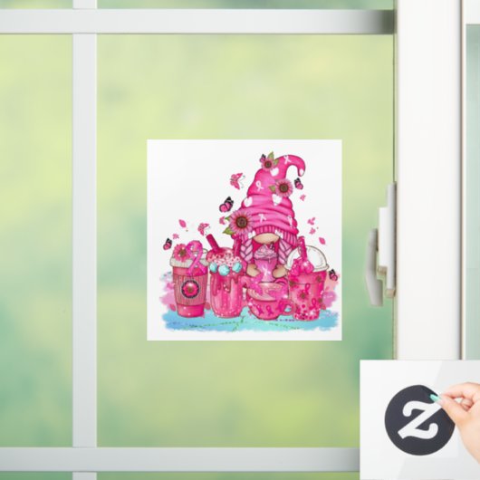 Borstkanker Awareness Gnome Raamsticker (Huis)
