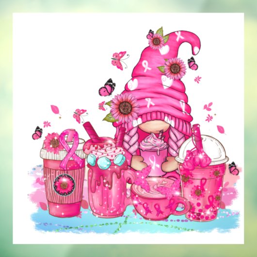 Borstkanker Awareness Gnome Raamsticker (Vel 3)