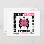 Borstkanker AWARENESS Maand Butterfly Briefkaart (Voorkant / Achterkant)