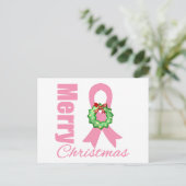 Borstkanker Awareness Merry Kerstlint Feestdagenkaart (Staand voorkant)