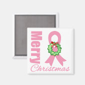 Borstkanker Awareness Merry Kerstlint Magneet (Voorkant / Achterkant)