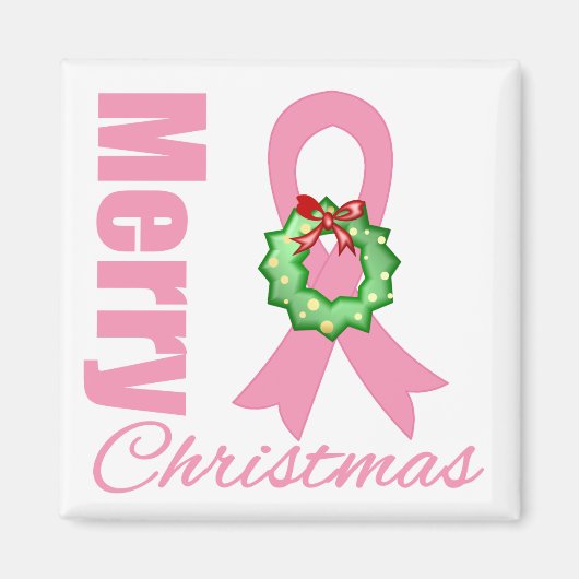 Borstkanker Awareness Merry Kerstlint Magneet (Voorkant)