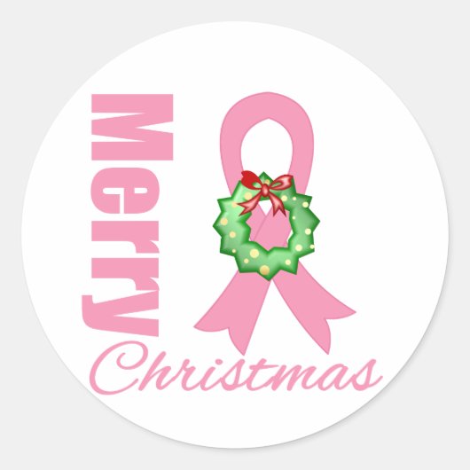 Borstkanker Awareness Merry Kerstlint Ronde Sticker (Voorkant)