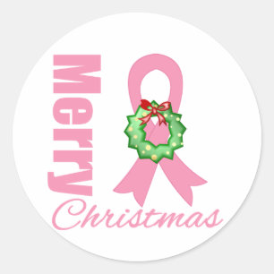 Borstkanker Awareness Merry Kerstlint Ronde Sticker