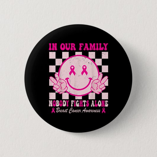 Borstkanker Awareness Month Groovy Pink Design F Ronde Button 5,7 Cm (Voorkant)