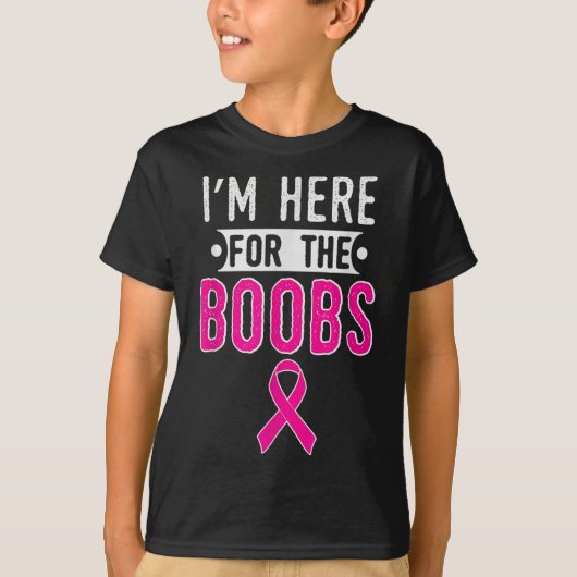 Borstkanker Awareness Month in Here voor de VS T-shirt (Voorkant)