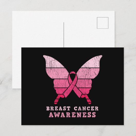 Borstkanker Awareness Pink Ribbon Butterfly Gift Briefkaart (Voorkant / Achterkant)