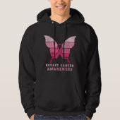Borstkanker Awareness Pink Ribbon Butterfly Gift Hoodie (Voorkant)