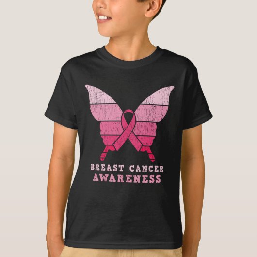 Borstkanker Awareness Pink Ribbon Butterfly Gift T-shirt (Voorkant)