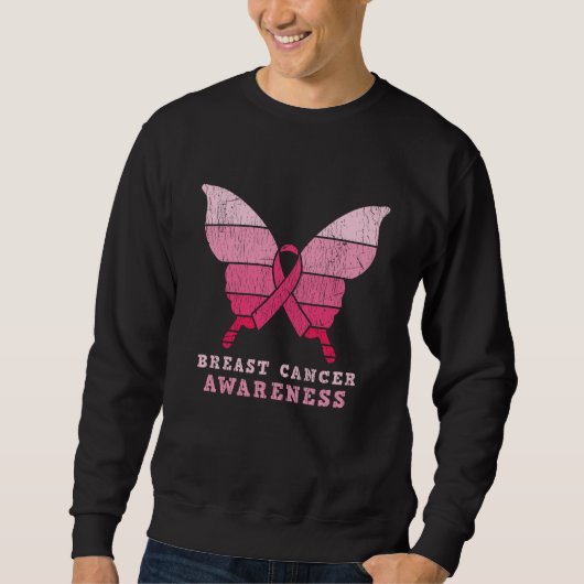 Borstkanker Awareness Pink Ribbon Butterfly Gift Trui (Voorkant)