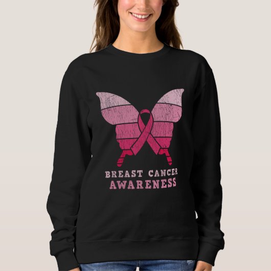 Borstkanker Awareness Pink Ribbon Butterfly Gift Trui (Voorkant)
