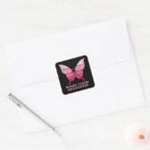 Borstkanker Awareness Pink Ribbon Butterfly Gift Vierkante Sticker (Envelop)
