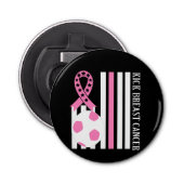 Borstkanker Awareness Pink Ribbon Pin Button Button Flesopener (Voorkant)