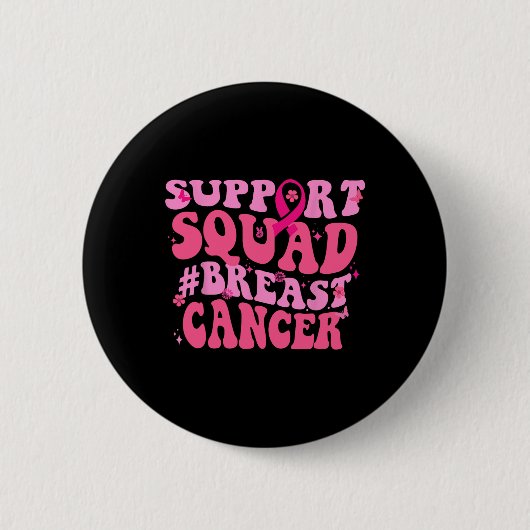 Borstkanker Awareness Pink Support Squad Borst Ronde Button 5,7 Cm (Voorkant)