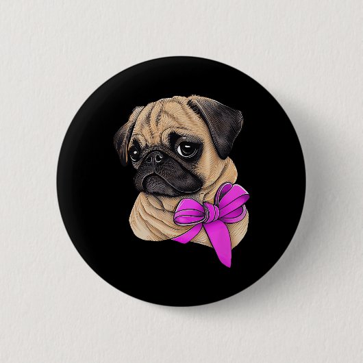 Borstkanker Awareness Pug Borstkanker Maand Ronde Button 5,7 Cm (Voorkant)