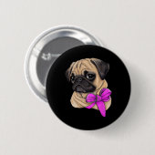 Borstkanker Awareness Pug Borstkanker Maand Ronde Button 5,7 Cm (Voorkant /achterkant)