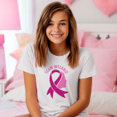 Borstkanker Awareness Ribbon Aangepaste Naam Tekst T-shirt