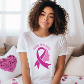 Borstkanker Awareness Ribbon Aangepaste Naam Tekst T-shirt