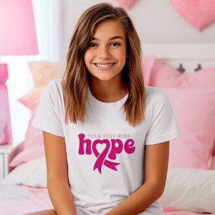 Borstkanker Awareness Ribbon Aangepaste Naam Tekst T-shirt
