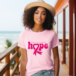 Borstkanker Awareness Ribbon Aangepaste Naam Tekst T-shirt