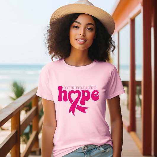 Borstkanker Awareness Ribbon Aangepaste Naam Tekst T-shirt