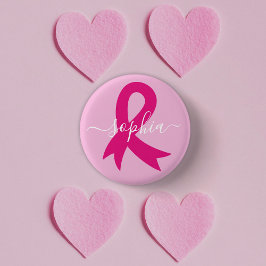 Borstkanker Awareness Ribbon Aangepaste tekst of n Ronde Button 3,2 Cm