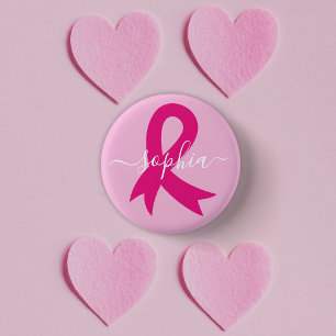 Borstkanker Awareness Ribbon Aangepaste tekst of n Ronde Button 3,2 Cm