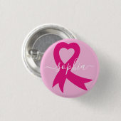 Borstkanker Awareness Ribbon Aangepaste tekst of n Ronde Button 3,2 Cm (Voorkant /achterkant)