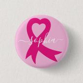Borstkanker Awareness Ribbon Aangepaste tekst of n Ronde Button 3,2 Cm (Voorkant)