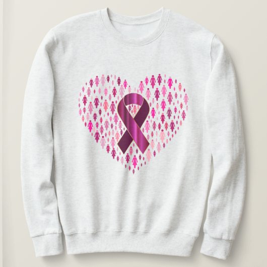 Borstkanker Awareness Ribbon and Heart Trui (Design voorkant)