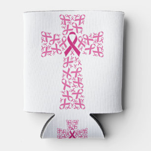 Borstkanker Awareness Ribbon Cross Blikjeskoeler