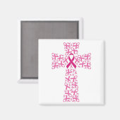 Borstkanker Awareness Ribbon Cross Magneet (Voorkant / Achterkant)