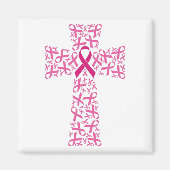 Borstkanker Awareness Ribbon Cross Magneet (Voorkant)