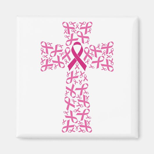 Borstkanker Awareness Ribbon Cross Magneet (Voorkant)