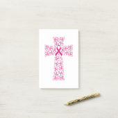 Borstkanker Awareness Ribbon Cross Post-it® Notes (Op bureau)