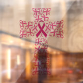 Borstkanker Awareness Ribbon Cross Raamsticker (Vel 2)