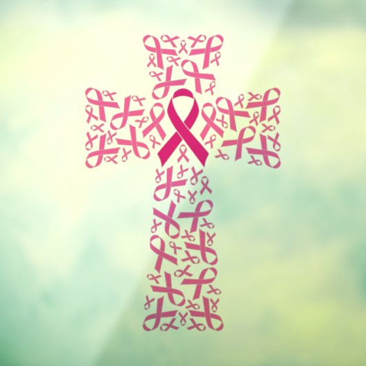 Borstkanker Awareness Ribbon Cross Raamsticker (Vel 3)