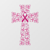 Borstkanker Awareness Ribbon Cross Raamsticker (Vel)