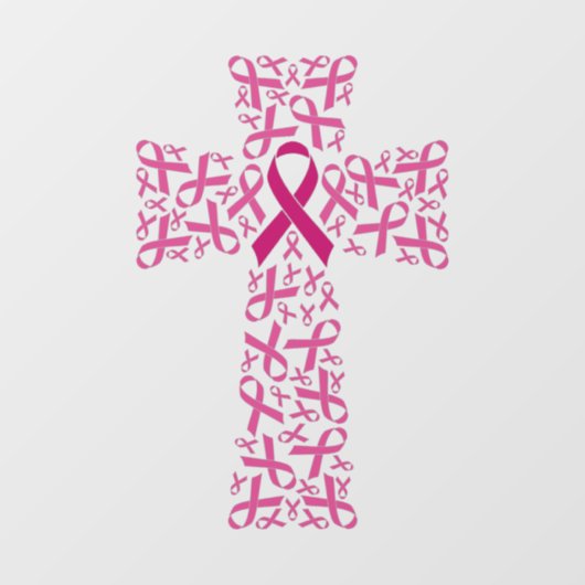 Borstkanker Awareness Ribbon Cross Raamsticker (Vel)