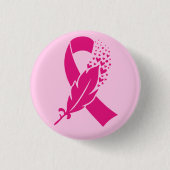 Borstkanker Awareness Ribbon Feather Ronde Button 3,2 Cm (Voorkant)