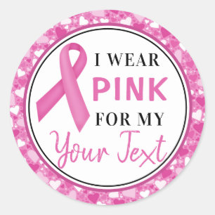 Borstkanker Awareness Ribbon I draag roze for Ronde Sticker