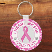 Borstkanker Awareness Ribbon I draag Roze voor Sleutelhanger (Voorkant)