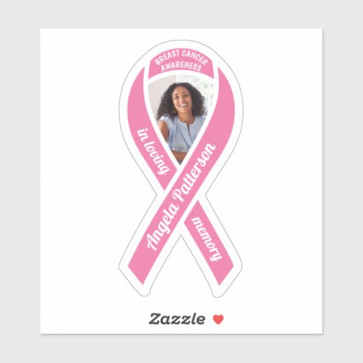 Borstkanker Awareness Ribbon Memorial Foto Sticker (Vel)