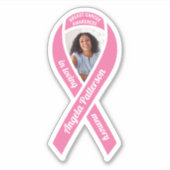 Borstkanker Awareness Ribbon Memorial Foto Sticker (Voorkant)