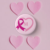 Borstkanker Awareness Ribbon Monogram op maat Ronde Button 3,2 Cm