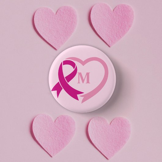 Borstkanker Awareness Ribbon Monogram op maat Ronde Button 3,2 Cm