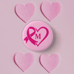 Borstkanker Awareness Ribbon Monogram op maat Ronde Button 3,2 Cm<br><div class="desc">Het roze lint is het universele symbool van borstkanker geworden,  waardoor het bewustzijn,  de steun en het samenbrengen van vrouwen in solidariteit is toegenomen.</div>