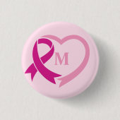 Borstkanker Awareness Ribbon Monogram op maat Ronde Button 3,2 Cm (Voorkant)