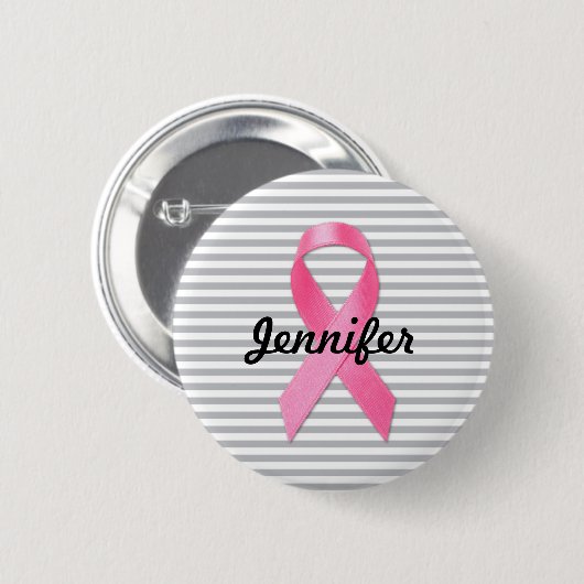 Borstkanker Awareness Ribbon Personalised Ronde Button 5,7 Cm (Voorkant /achterkant)