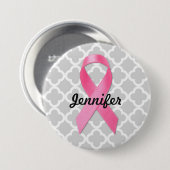 Borstkanker Awareness Ribbon Personalised Ronde Button 7,6 Cm (Voorkant /achterkant)